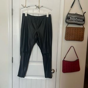 Faux leather leggings with cut out knees